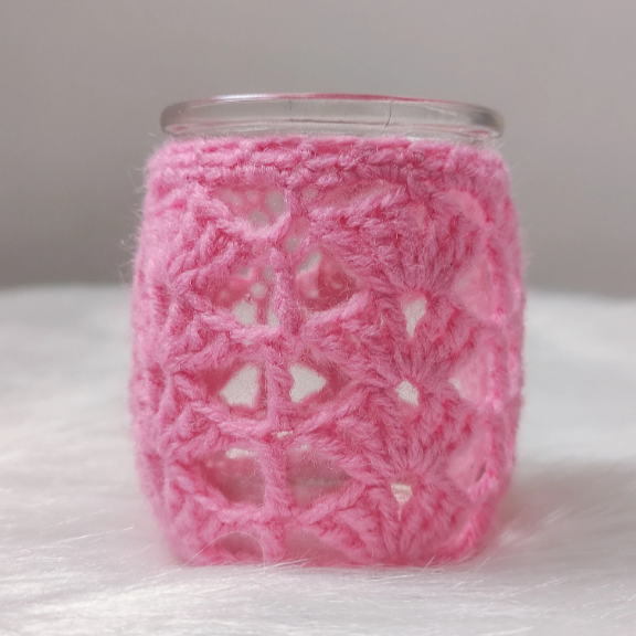 Gehaakt theelichtje (verschillende kleuren) — Roze