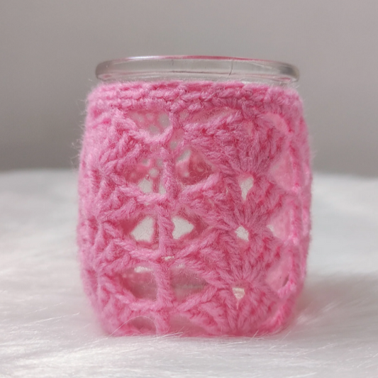 Gehaakt theelichtje (verschillende kleuren) — Roze